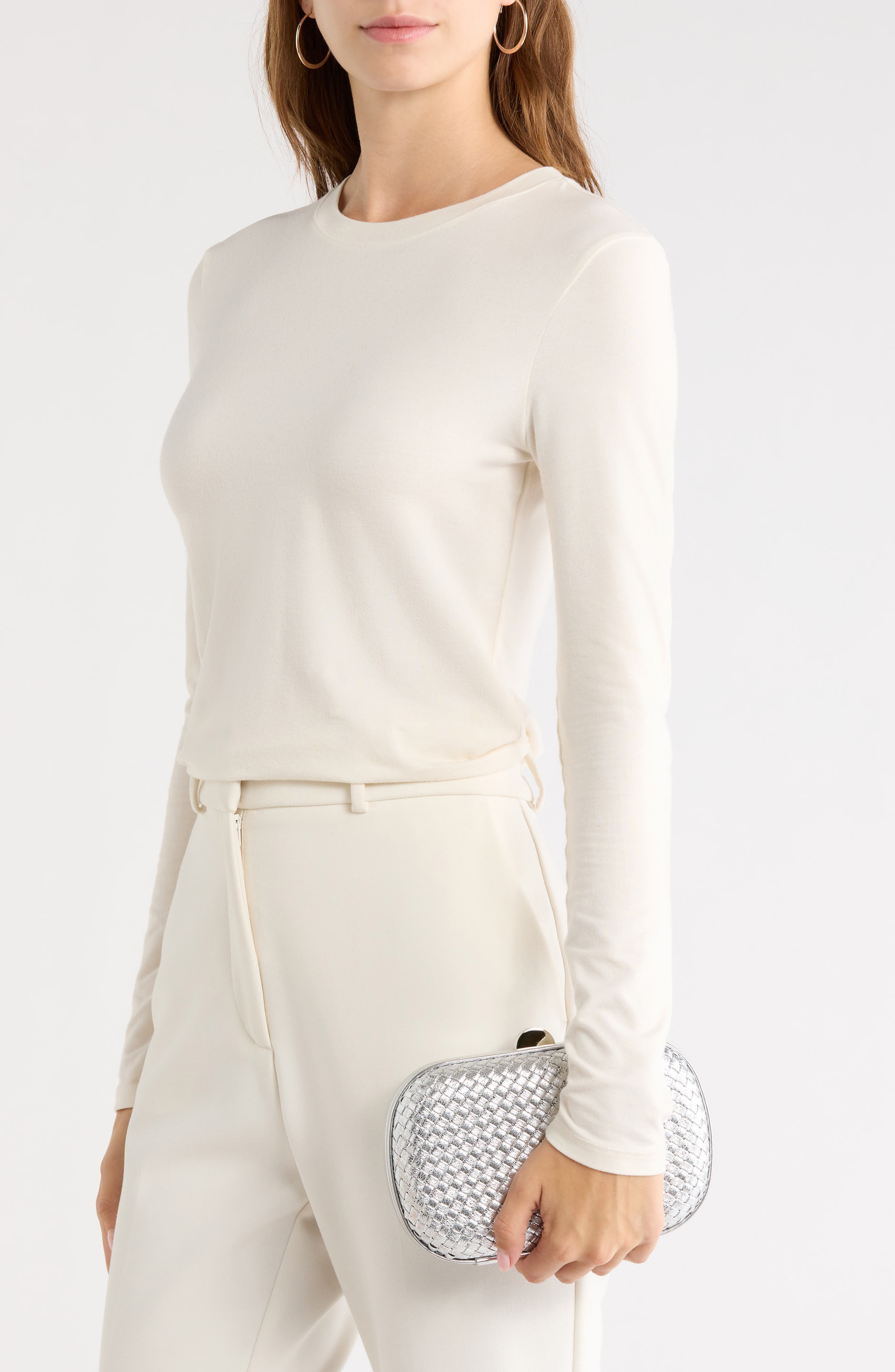 Ella Woven Clutch, Alternate, color, SILVER
