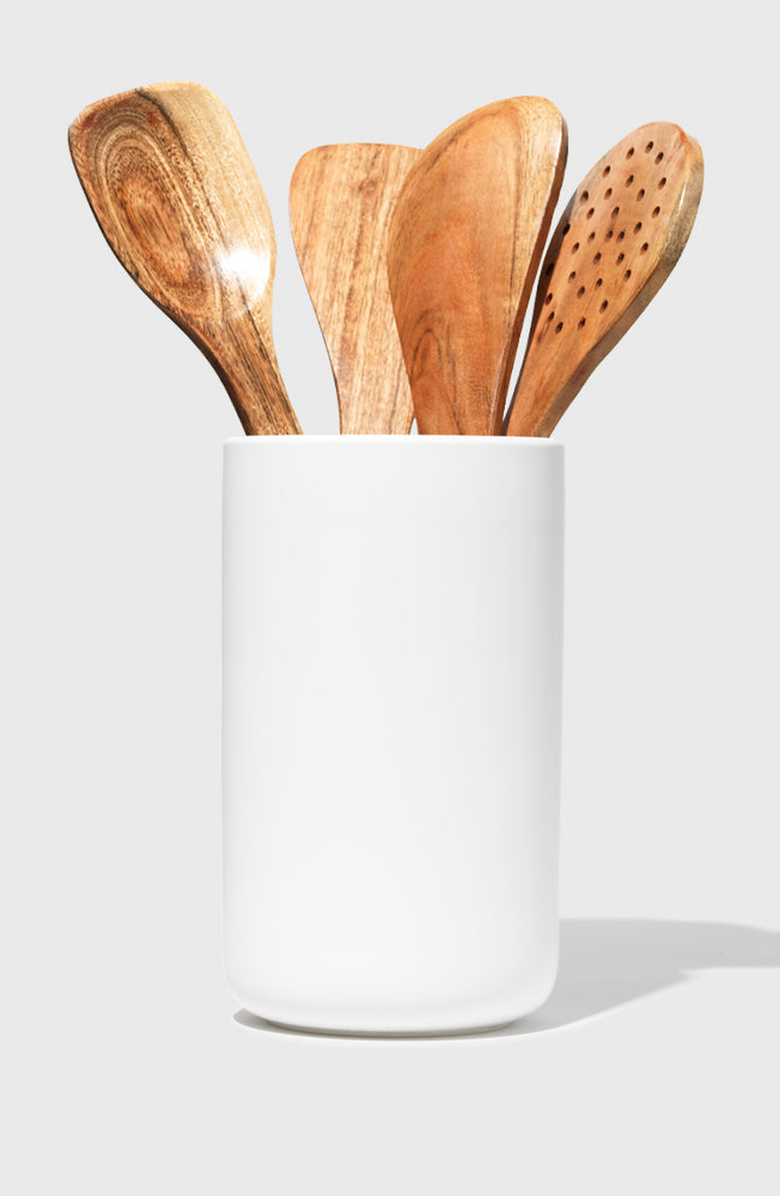PUBLIC GOODS Tall Stoneware Utensil Holder, Alternate, color, White