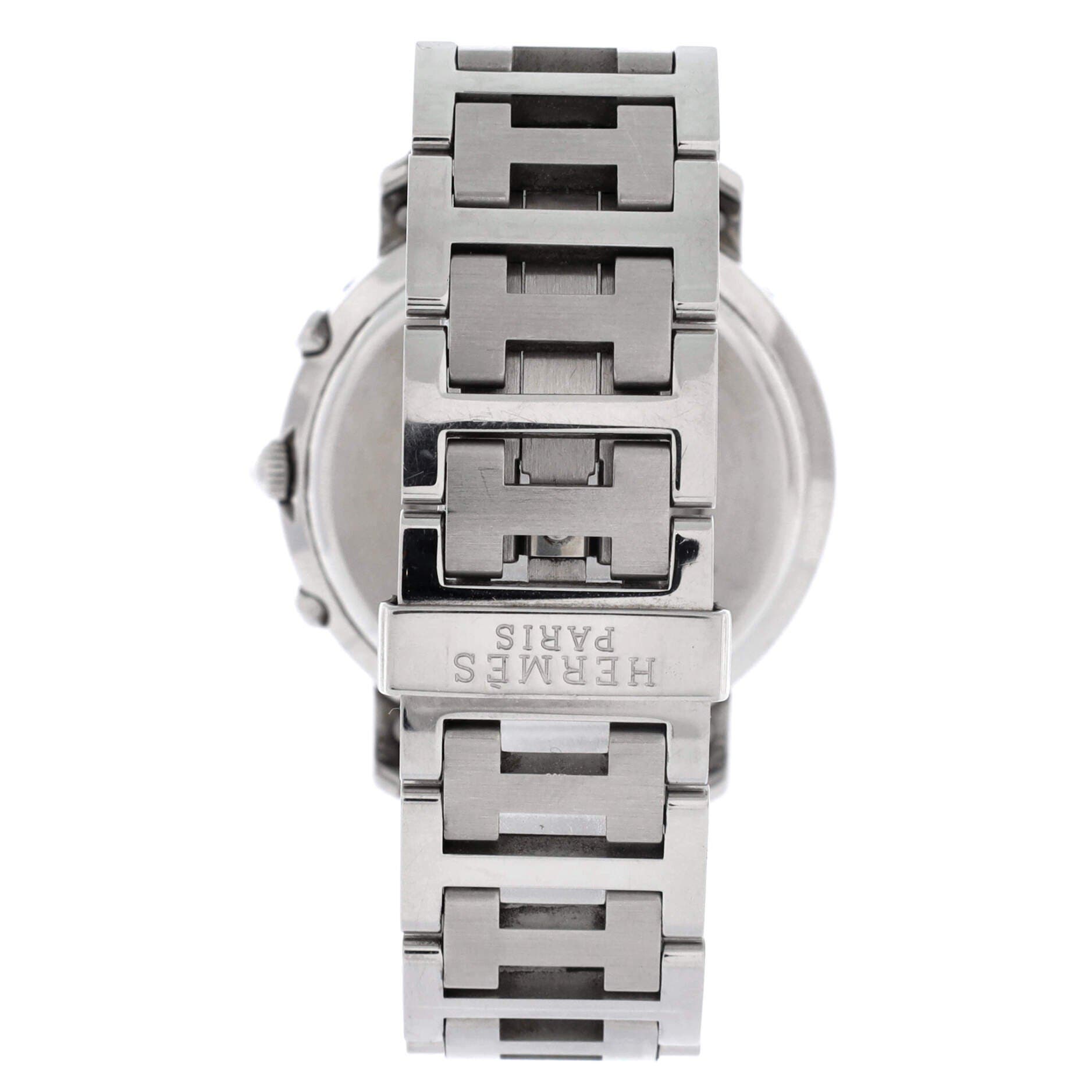 Pre-Owned Hermes Clipper Chronograph Quartz Watch Stainless Steel 38, Alternate, color, Silver