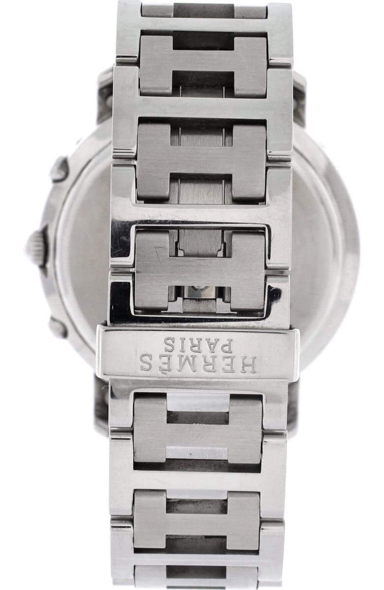 Pre-Owned Hermes Clipper Chronograph Quartz Watch Stainless Steel 38, Alternate, color, Silver