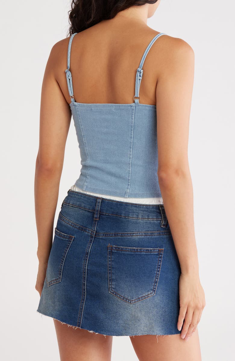 Madden Girl Denim Corset Top, Alternate, color, 