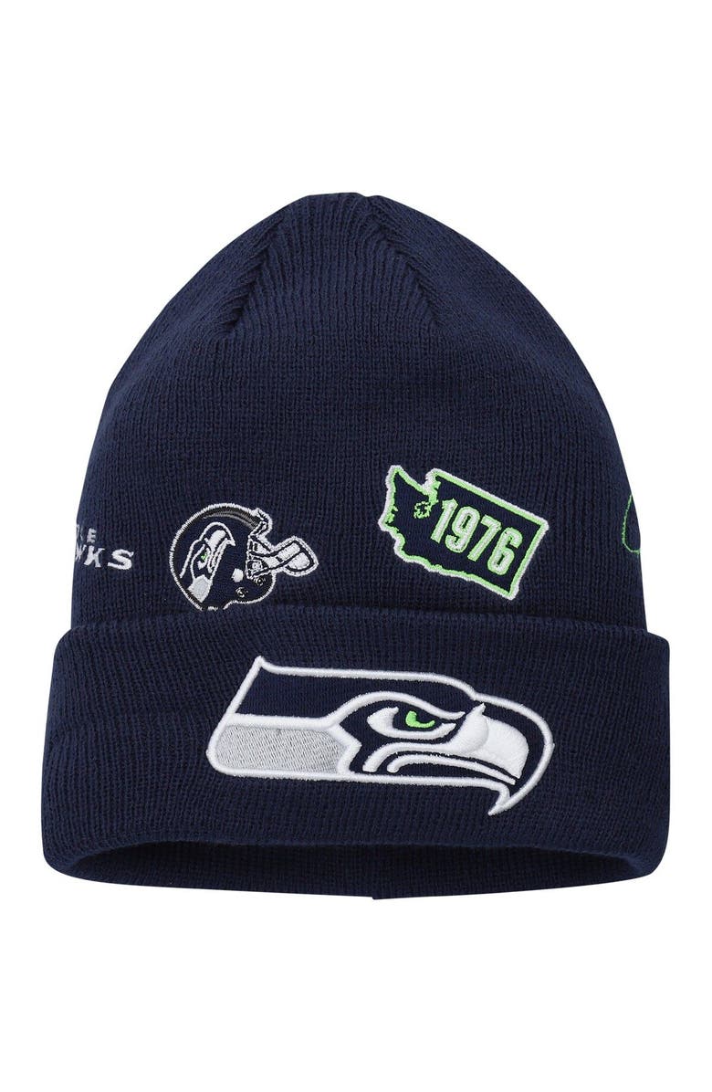 New Era Youth New Era College Navy Seattle Seahawks Identity Cuffed Knit Hat, Main, color, 