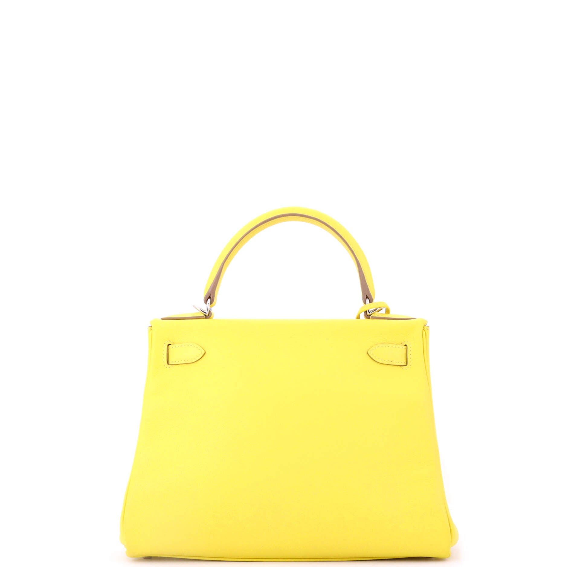 Pre-Owned Hermes Kelly Handbag Yellow Evercolor with Palladium Hardware 28, Alternate, color, 
