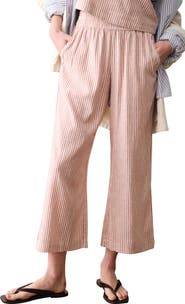 Marine Layer Allison Stripe Pull-On Crop Wide Leg Hemp Blend Pants