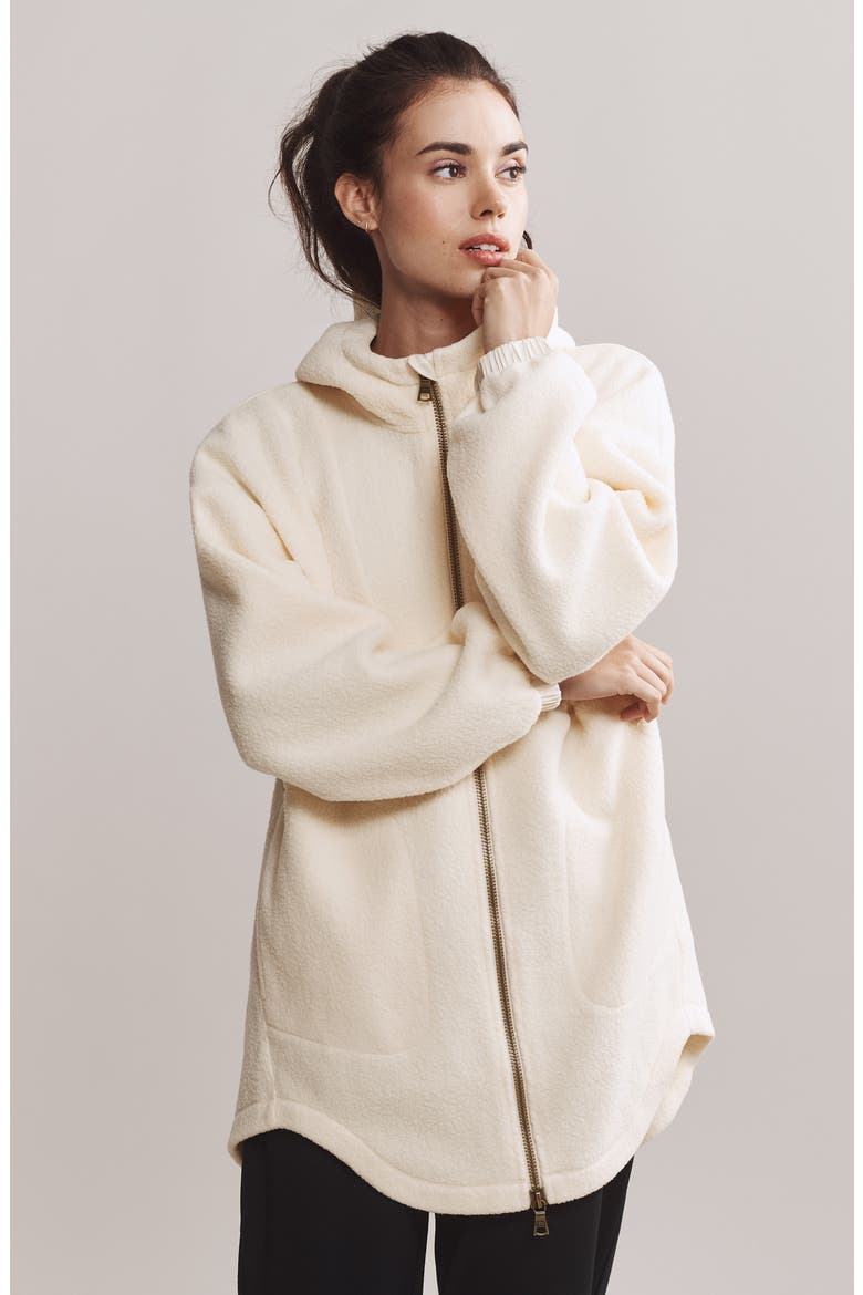 Aloft Full Zip Fleece Hoodie, Alternate, color, CREAM
