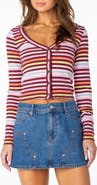Roxy Terrace Striped Cropped Long Sleeve Top