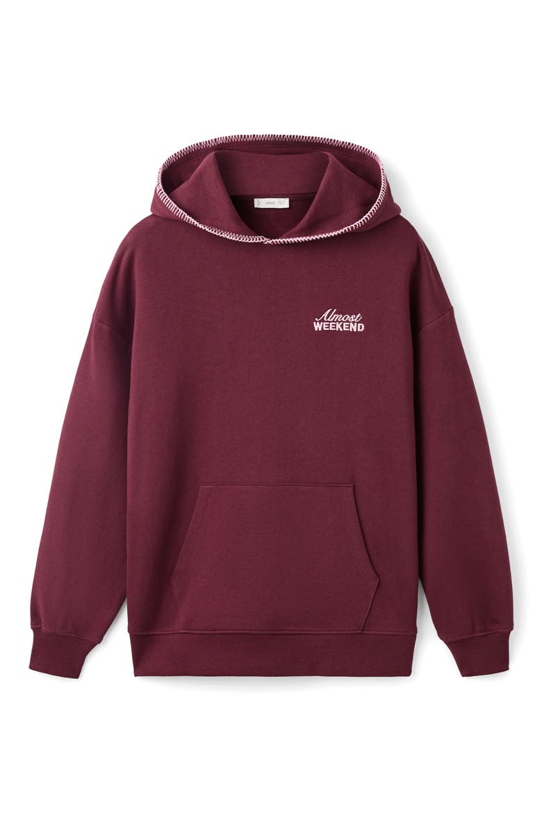 Almost Weekend Embroidered Hoodie, Alternate, color, MAROON