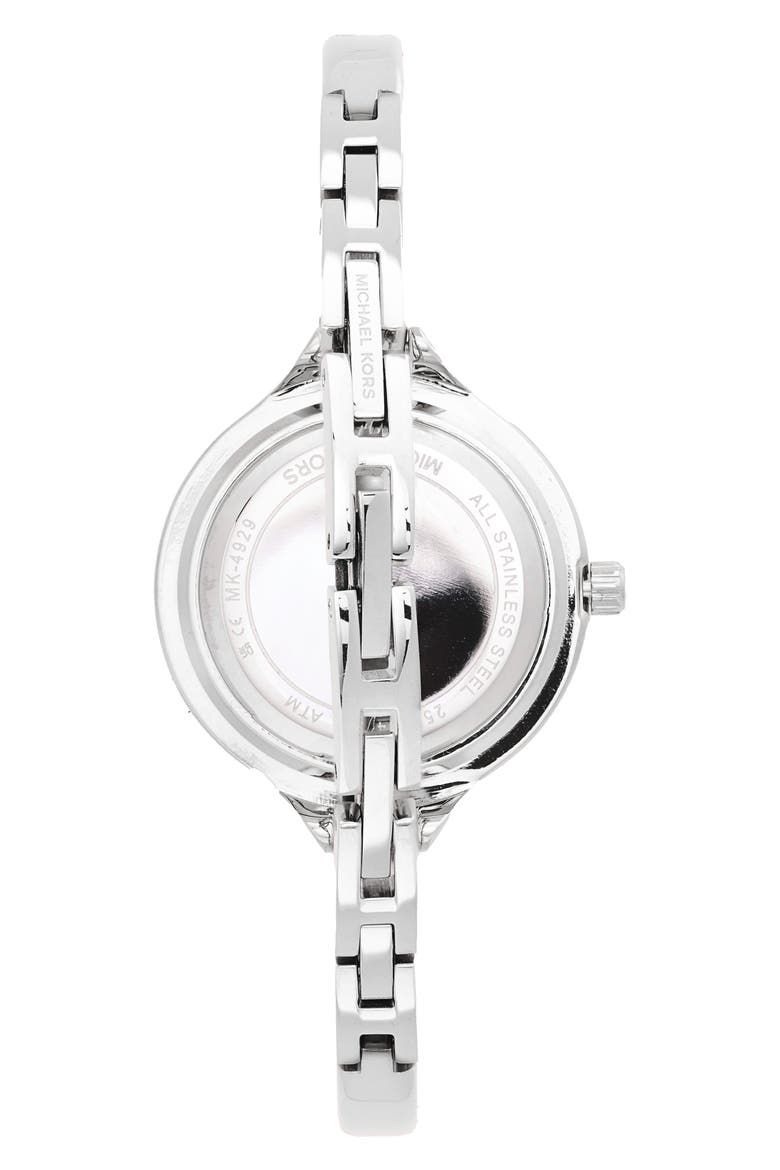 Izzy Three-Hand Bangle Watch, 28mm, Alternate, color, SILVER