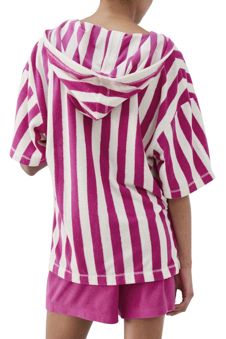 Hooded Cotton Blend Pajama Shirt, Alternate, color, FUCHSIA