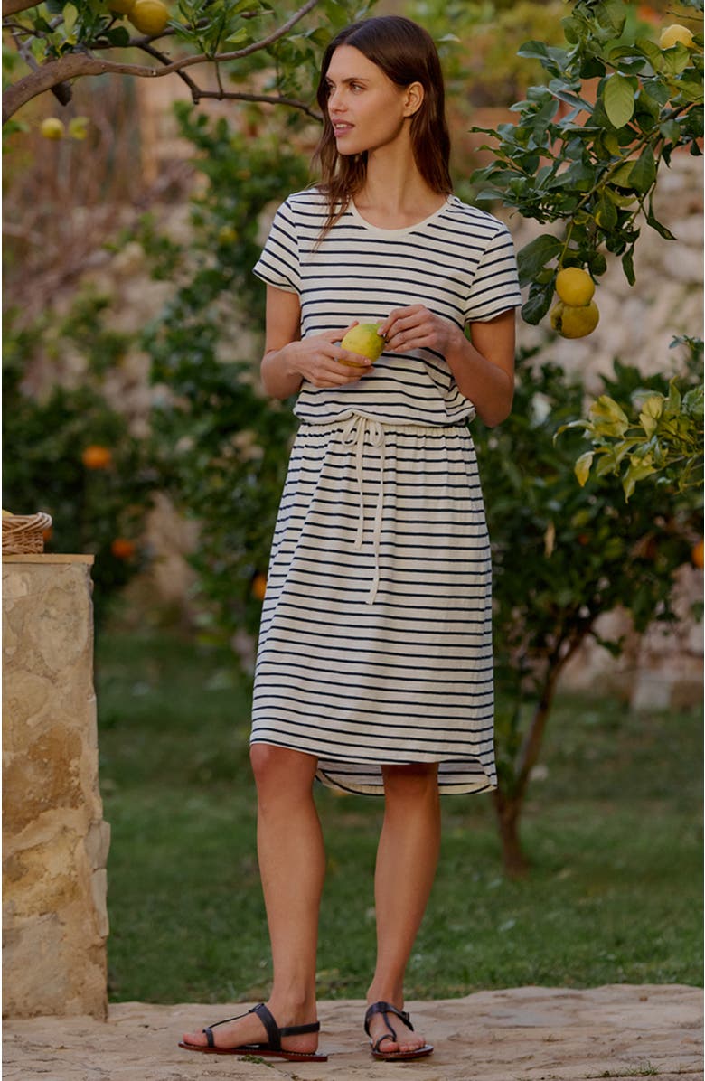 Pact Organic Cotton Relaxed Slub Weekend Dress, Alternate, color, Santa Ana Stripe Midnight Blue