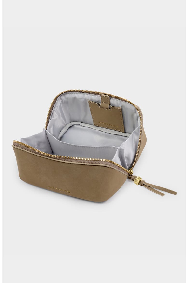 Fold-Out Mirror Make Up Bag, Alternate, color, Taupe Suedette