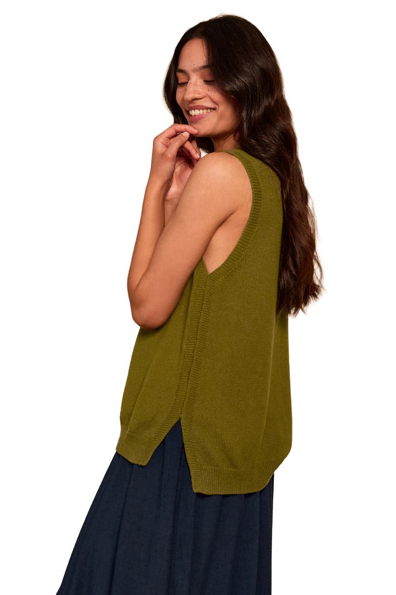 Sleeveless Knitted Vest Top, Alternate, color, Olive