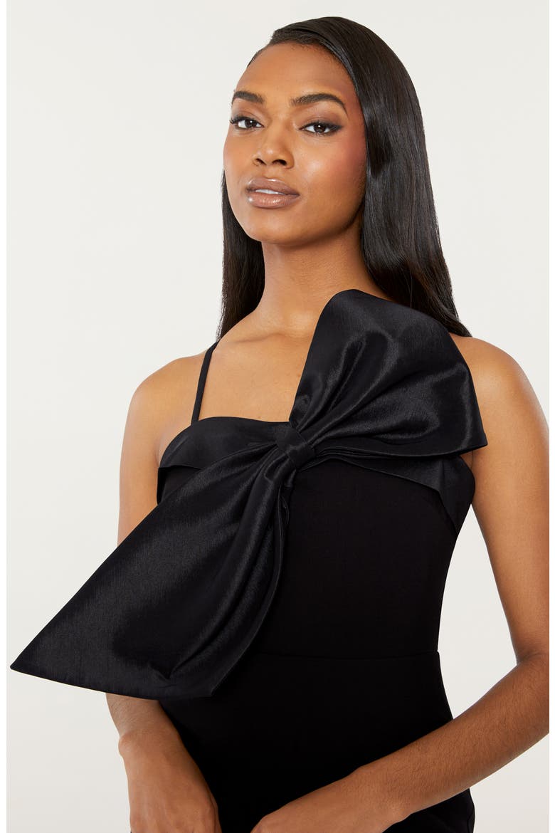 Patti Bow Sleeveless Gown, Alternate, color, BLACK