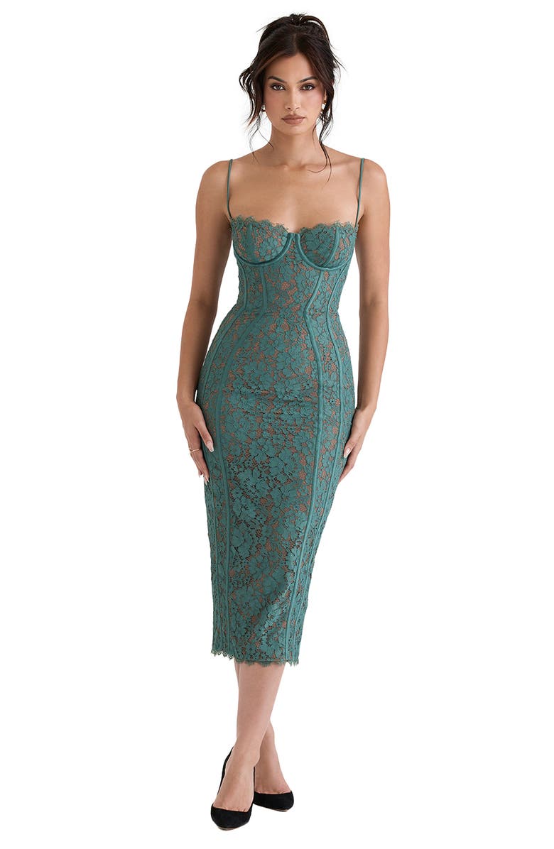 HOUSE OF CB Joelle Lace Underwire Midi Cocktail Dress, Alternate, color, 