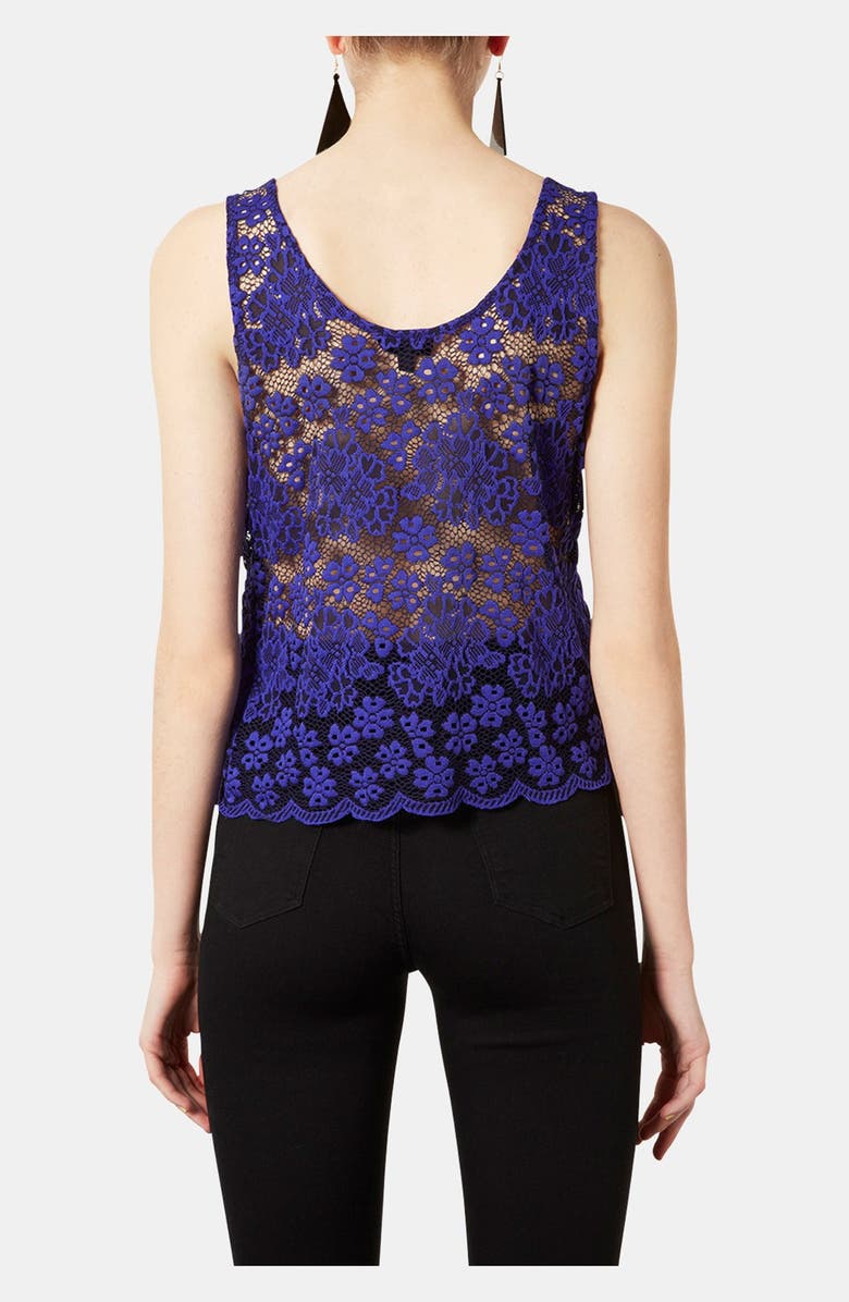 Topshop Sheer Back Floral Lace Tank, Alternate, color, 