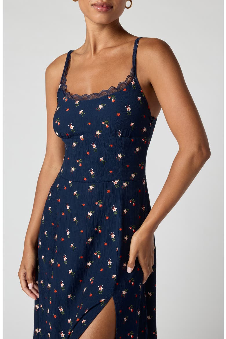 Lace Trim Slipdress, Alternate, color, NAVY TULIPS