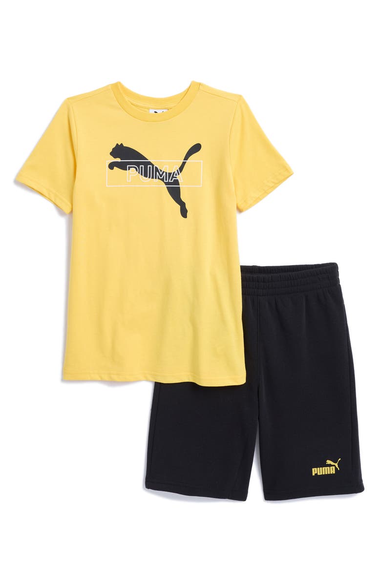 PUMA Kids' Graphic T-Shirt & Fleece Shorts Set, Main, color, 