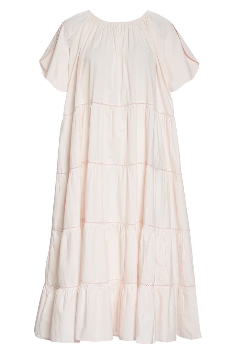 Alegre Tiered Pima Cotton Poplin Midi Dress, Alternate, color, LIGHT PINK