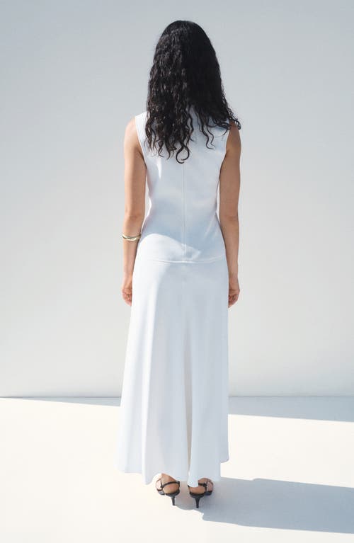 Mango Sleeveless Combined Maxi Dress In White