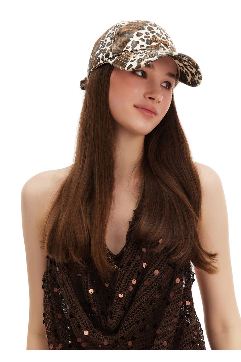 Leopard Print Baseball Cap, Alternate, color, Cream Cocoa