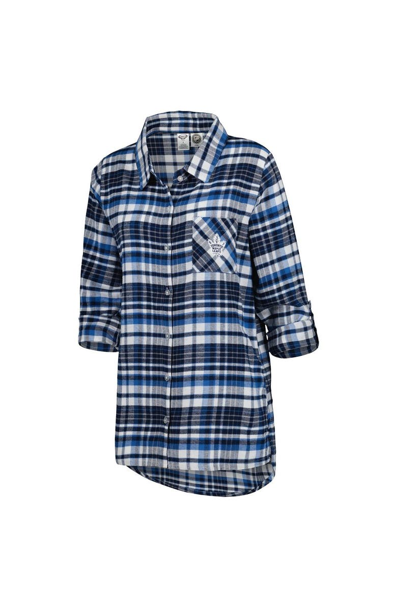 CONCEPTS SPORT Women's Concepts Sport Blue Toronto Maple Leafs Mainstay Flannel Full-Button Long Sleeve Nightshirt, Alternate, color, 