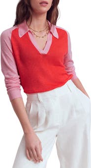 Boden Agnes Colorblock Johnny Collar Sweater