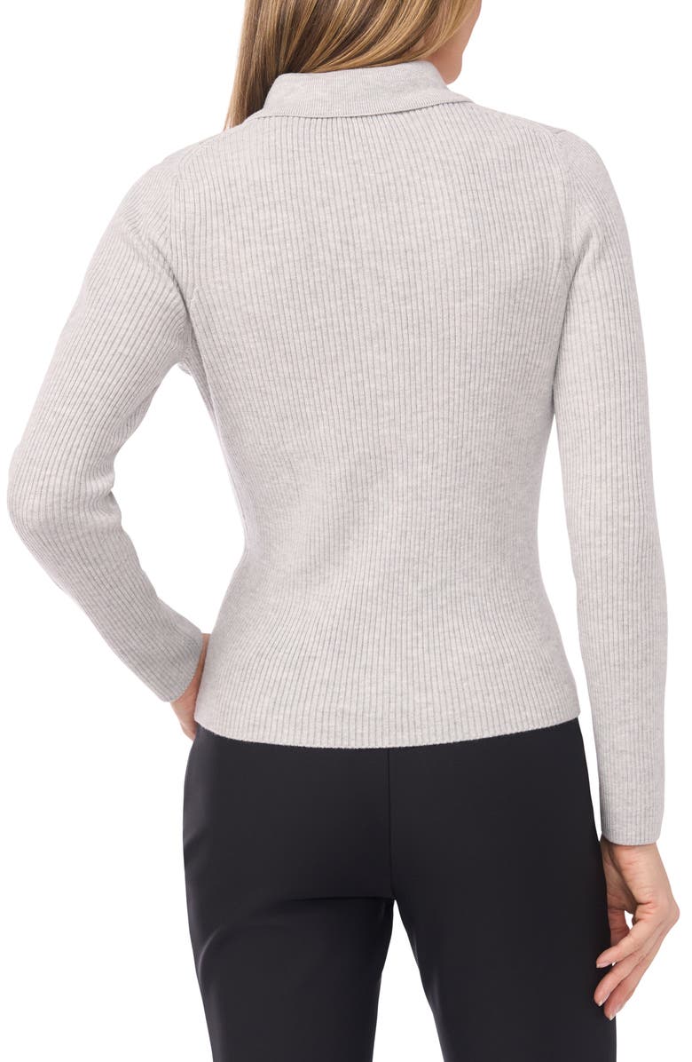 Ted Baker Jalia Rib Polo Sweater, Alternate, color, Pearl Heather