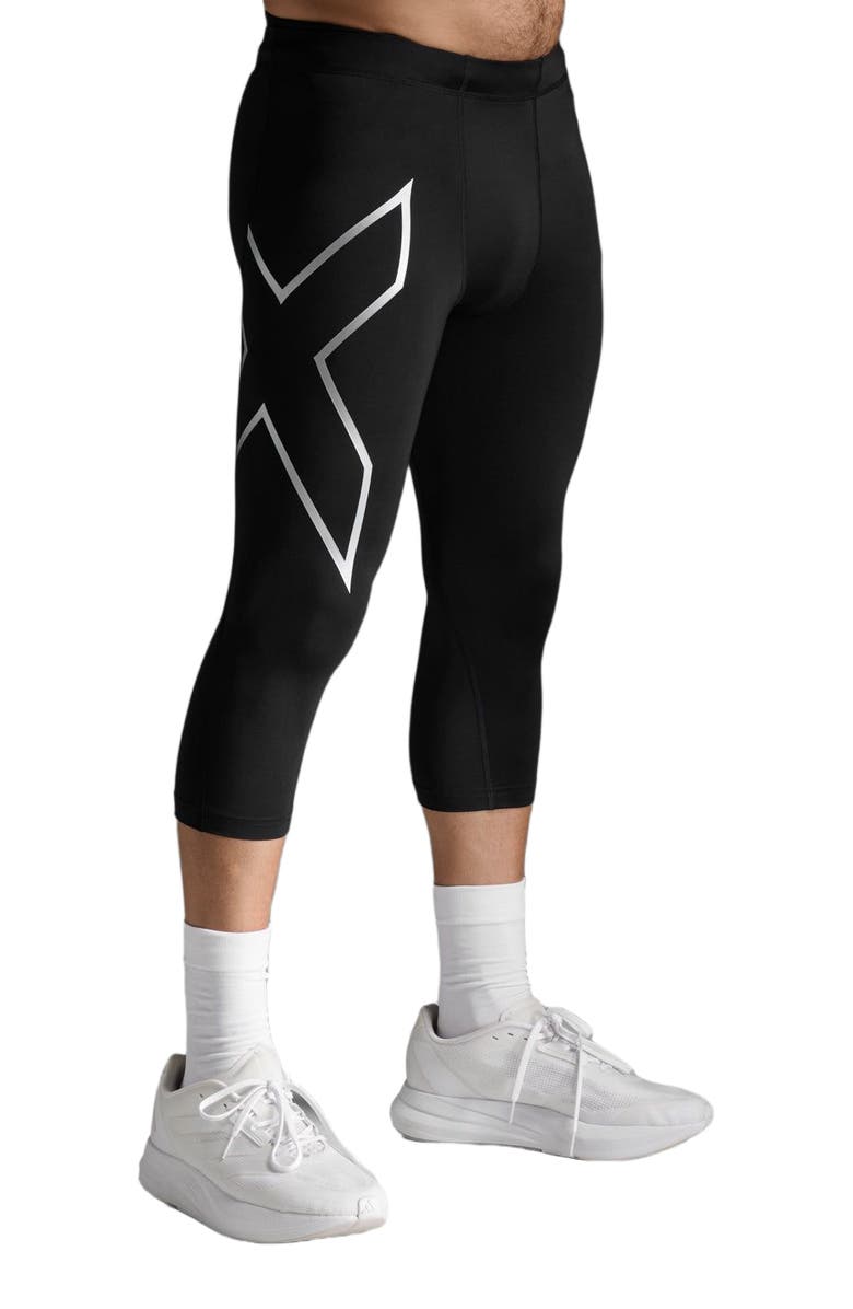 2XU Core Compression 3/4 Tights, Alternate, color, Black/Silver