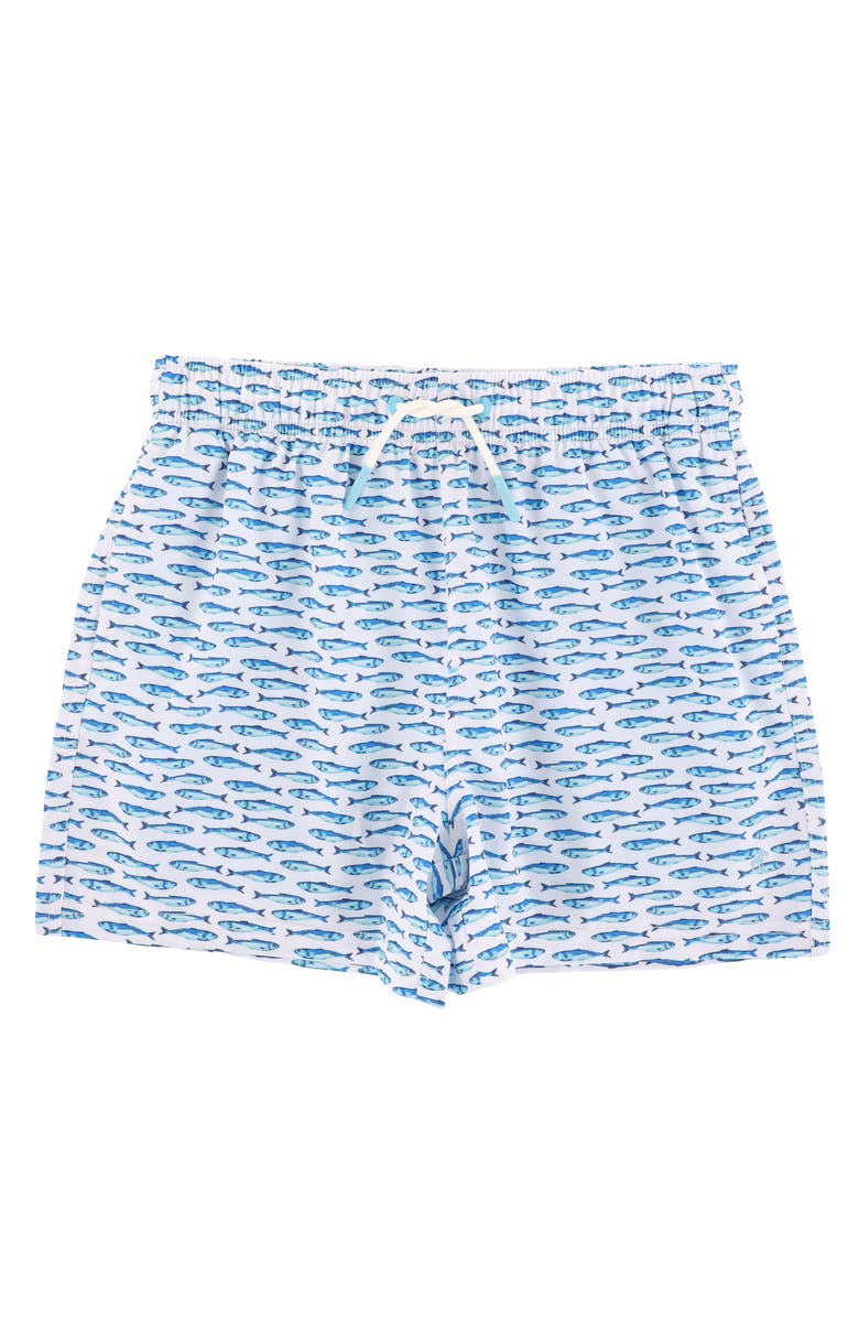 CARIBBEAN JOE Kid's Little Dipper Swim Trunks with Mesh Lining and UPF 50+, Main, color, White