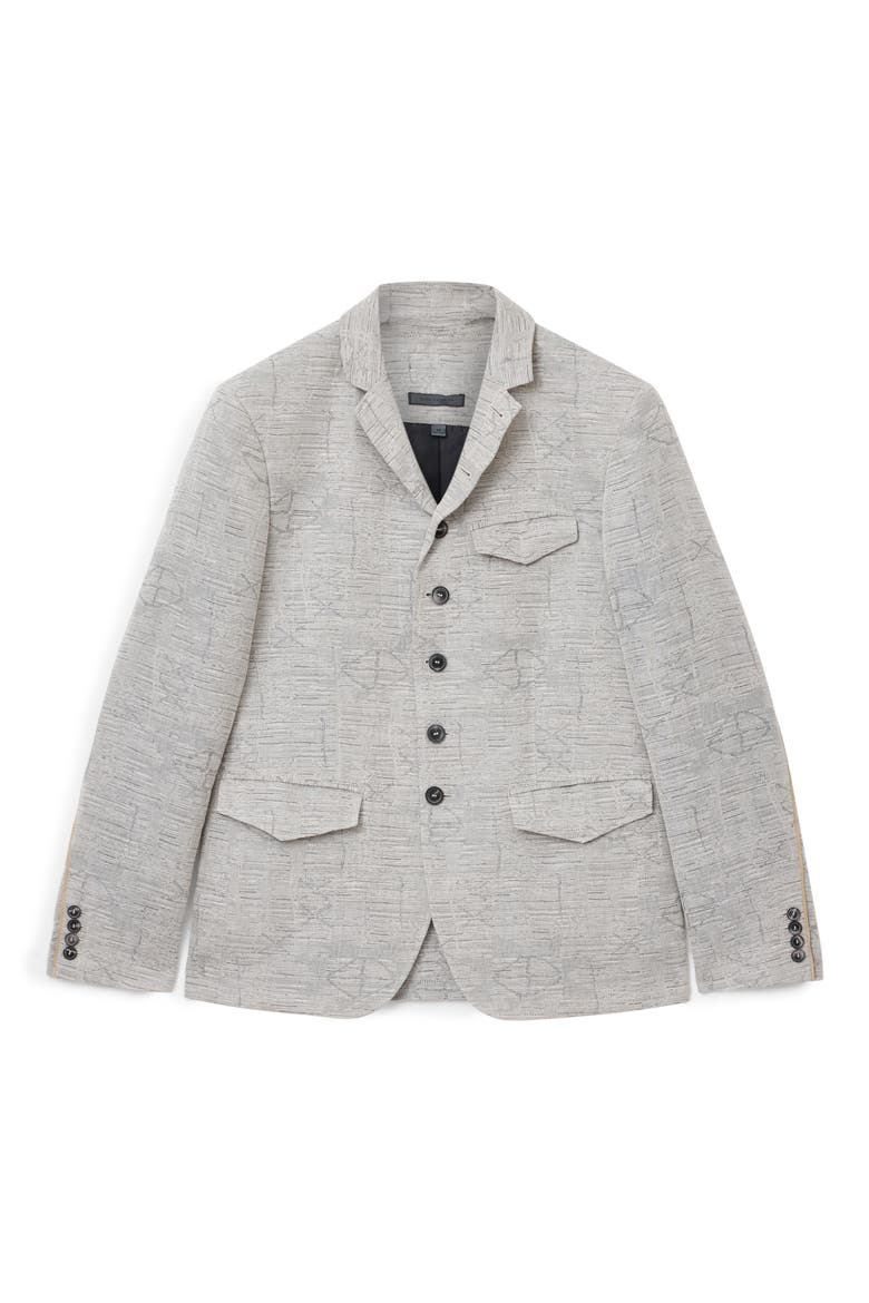 Ollie Cotton & Linen Blend Jacquard High Button Jacket, Alternate, color, TWINE