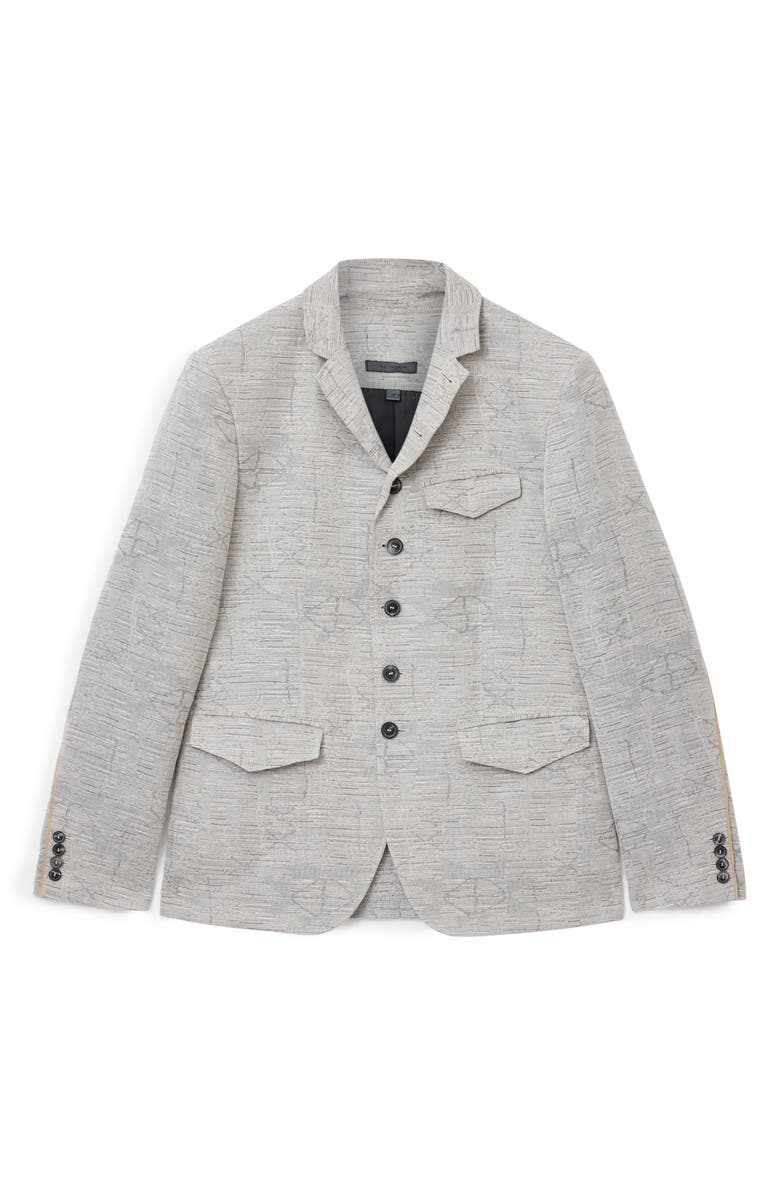 John Varvatos Ollie Cotton & Linen Blend Jacquard High Button Jacket, Alternate, color, Twine