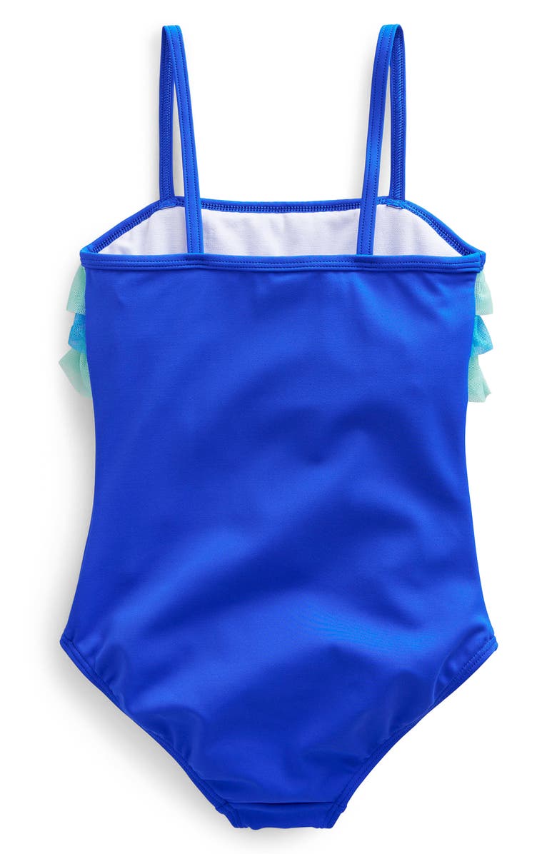 Mini Boden Kids' Tulle Ruffle One-Piece Swimsuit, Alternate, color, Cobalt