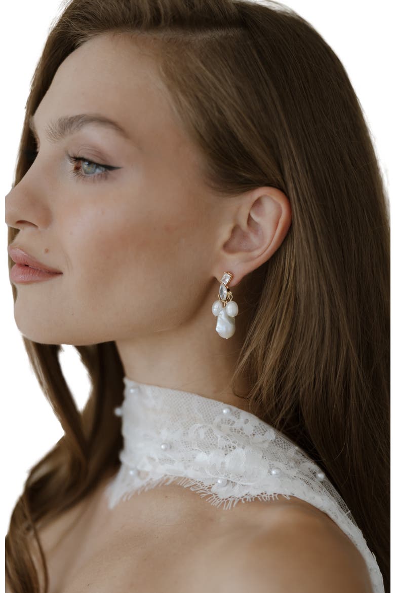 Astoria Freshwater Pearl Drop Earrings, Alternate, color, Gold