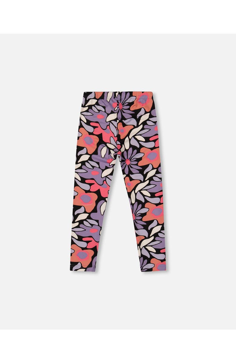 Deux par Deux Stretch Jersey Leggings Retro Flower, Alternate, color, Black
