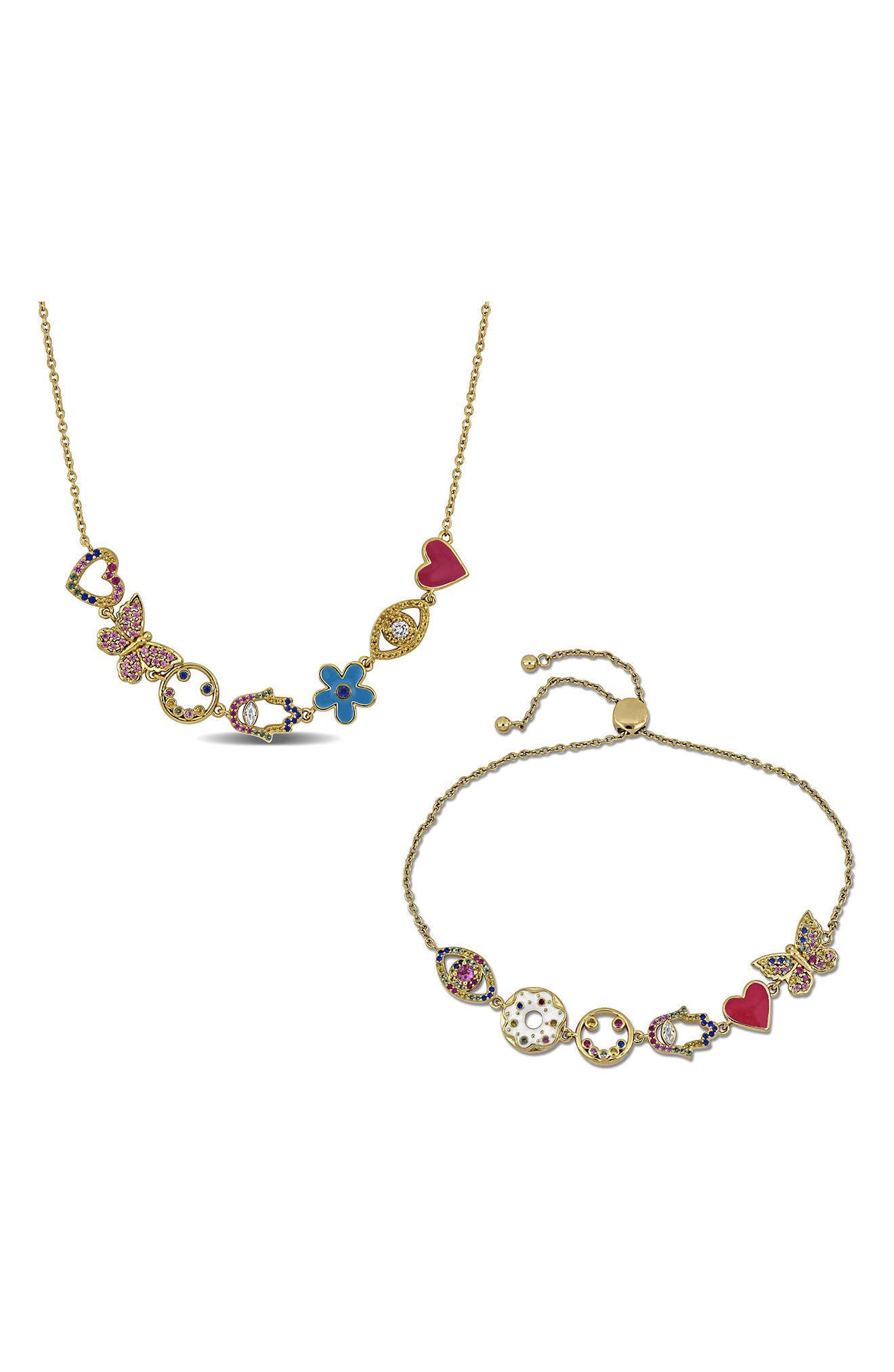 DELMAR Semiprecious Stone Necklace & Bracelet Set