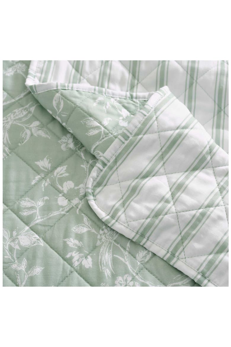 French Bird Floral Reversible Quilt Set, Alternate, color, GREY GREEN/ WHITE