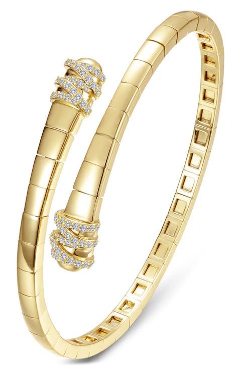Ribbon Simulated Diamond Bypass Flexible Bangle