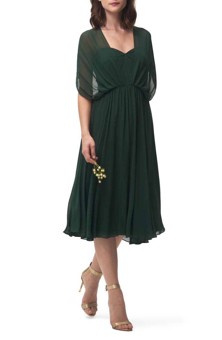 Jenny Yoo Emmie Convertible Chiffon Tea-Length Dress, Alternate, color, 