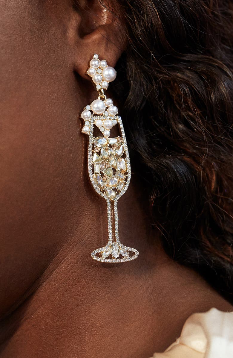 BaubleBar Sip Sip Hooray Champagne Drop Earrings, Alternate, color, 