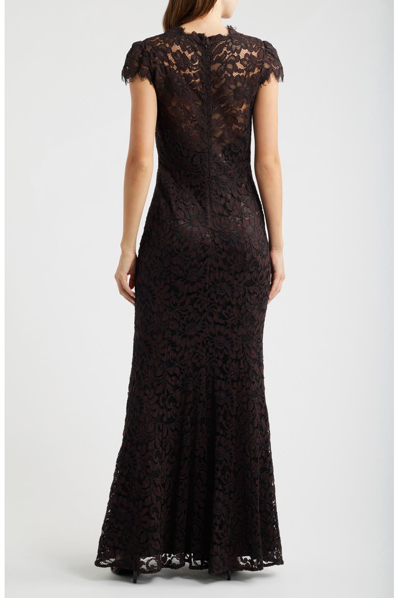 Illusion Yoke Lace Trumpet Gown, Alternate, color, CHC