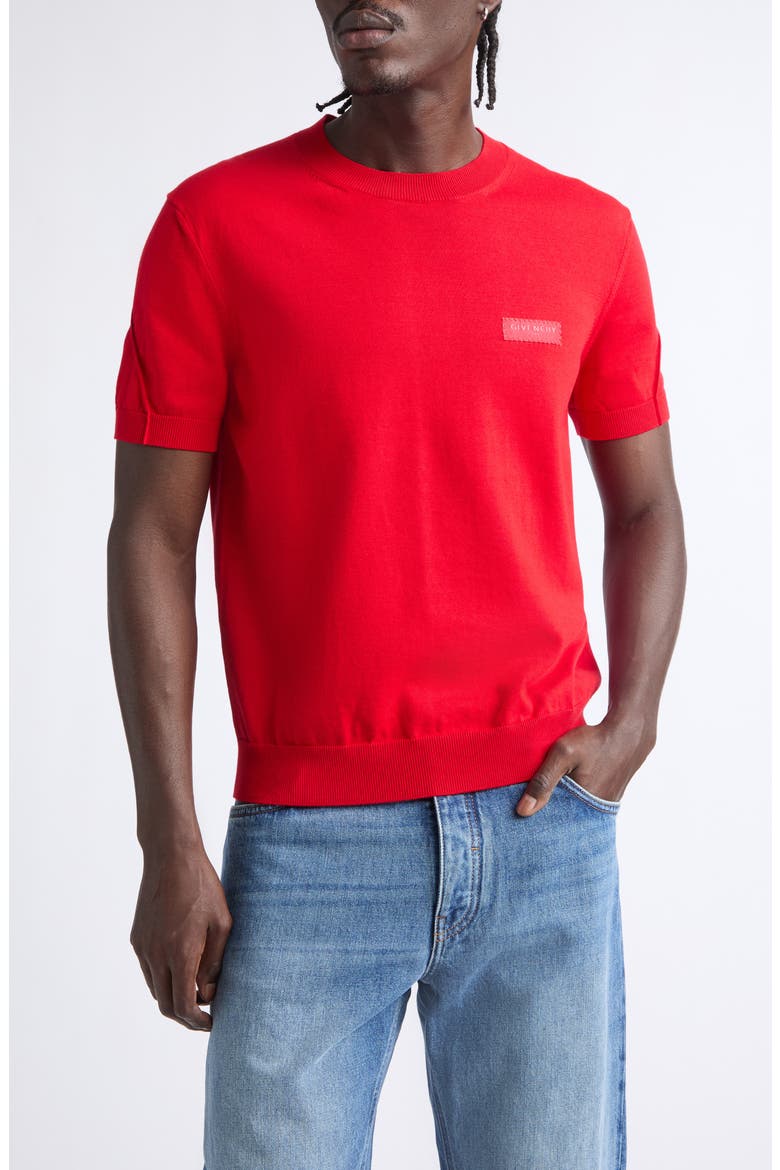 Couture Seam Grosgrain Logo Patch T-Shirt, Main, color, VERMILLON