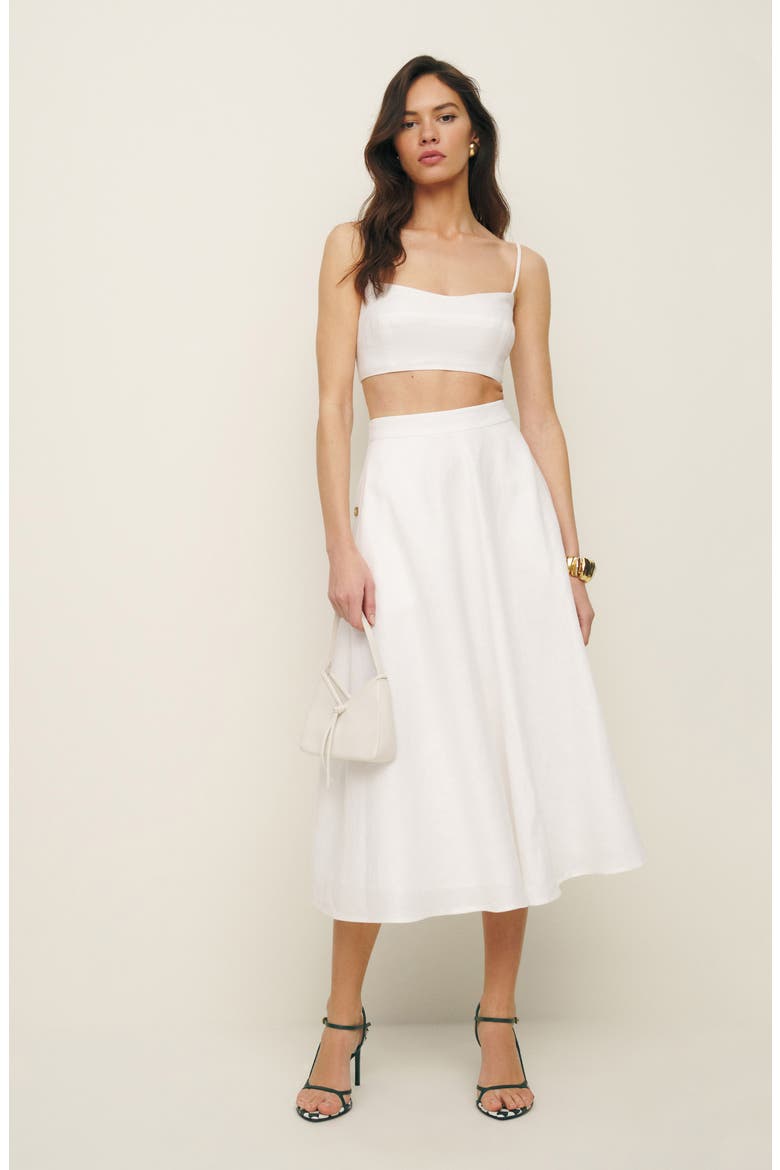 Maia Linen Skirt, Alternate, color, WHITE