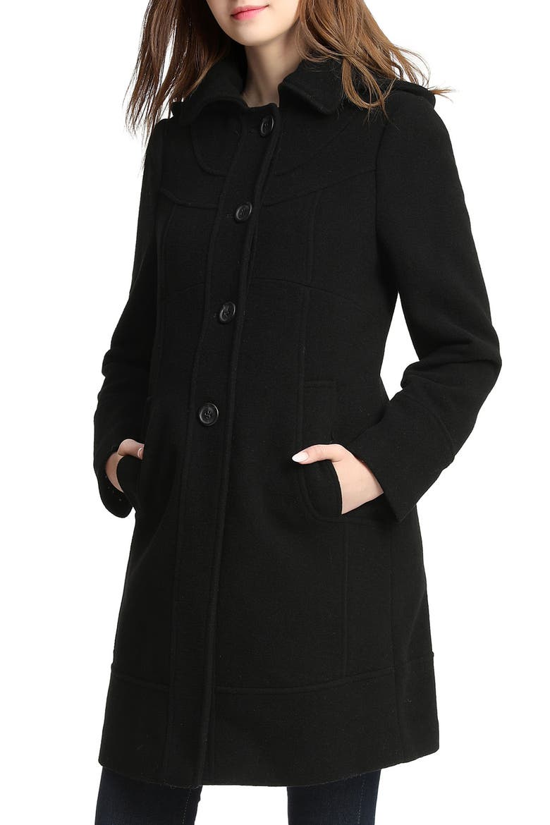 Wool Blend Maternity Coat, Main, color, BLACK