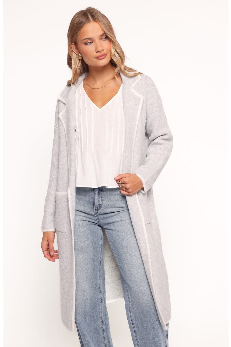 Katia Contrast Trim Sweater Coat, Alternate, color, LIGHT GREY