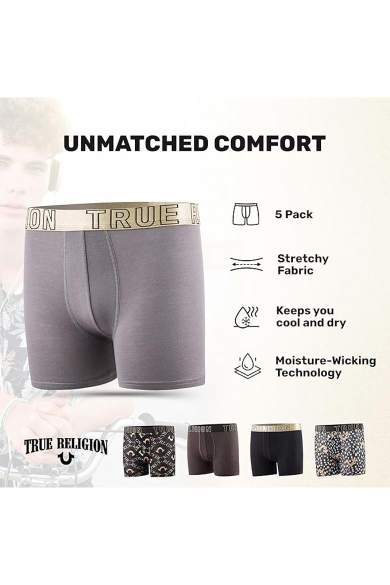 Boxer Briefs Pack of 5, Alternate, color, Gold Assorted