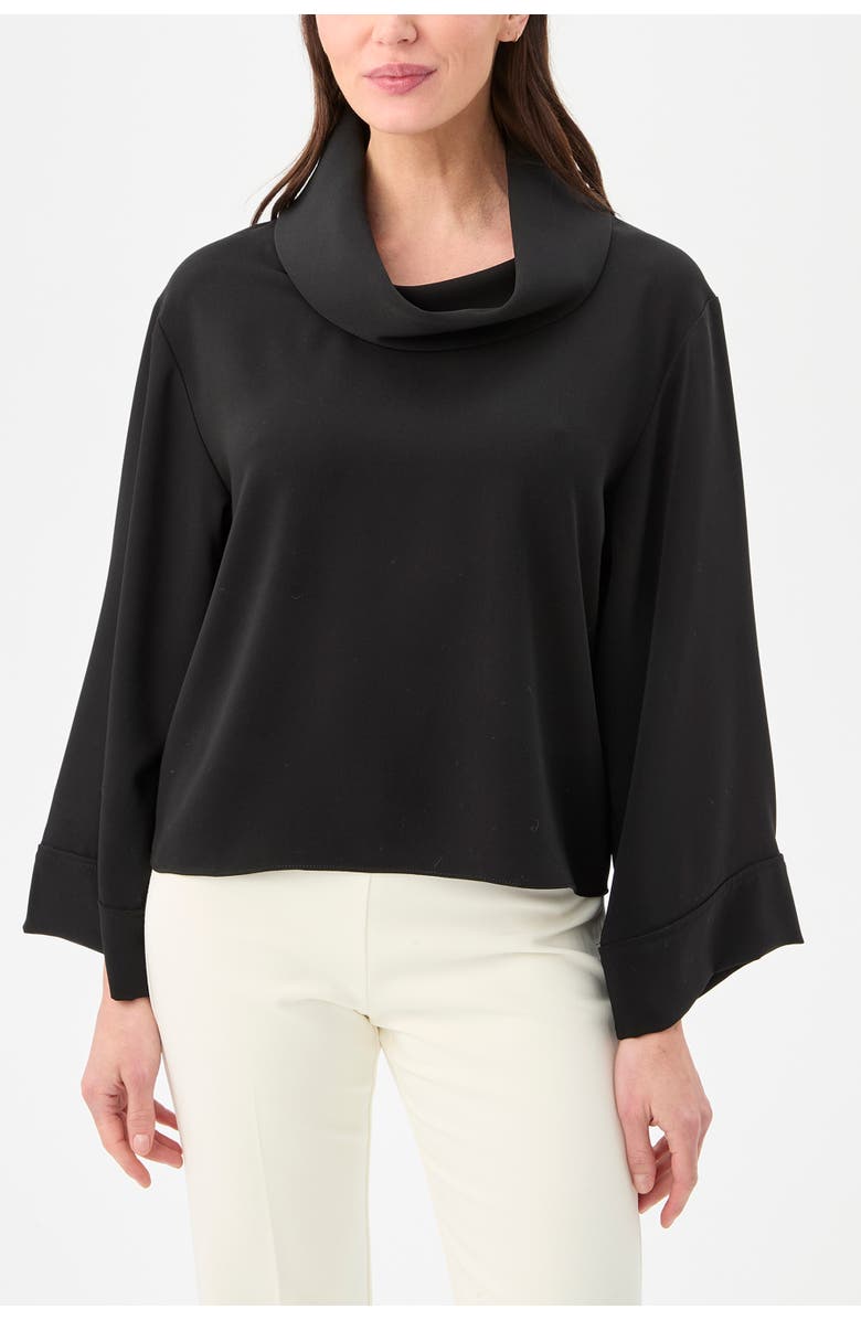 Trina Turk Staged Folded Neckline Top, Main, color, Black