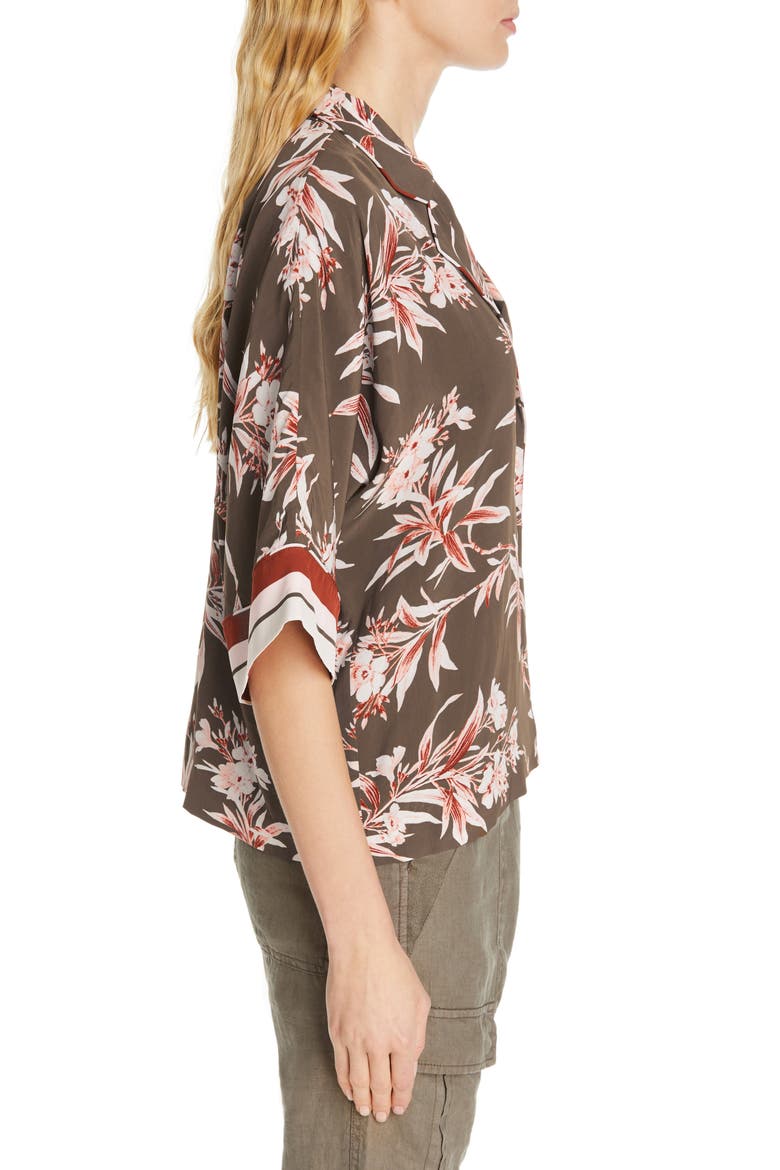 Bayley Tropical Print Stripe Contrast Top, Alternate, color, FATIGUE