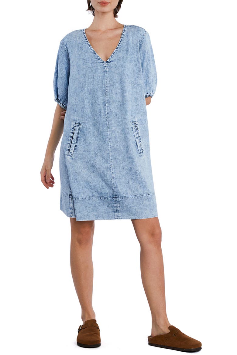 V-Neck Denim Dress, Main, color, DENIM FOAM