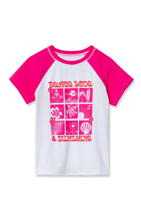 Girls Graphic Mock Neck UPF 50 Sun Protection Rash Guard