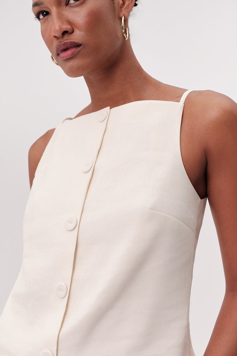Rebeca Square Neck Button Front Sleeveless Blouse, Alternate, color, Cream
